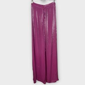 Nasty Gal Plus Size Satin Shimmer Wide Leg Pants Size 24